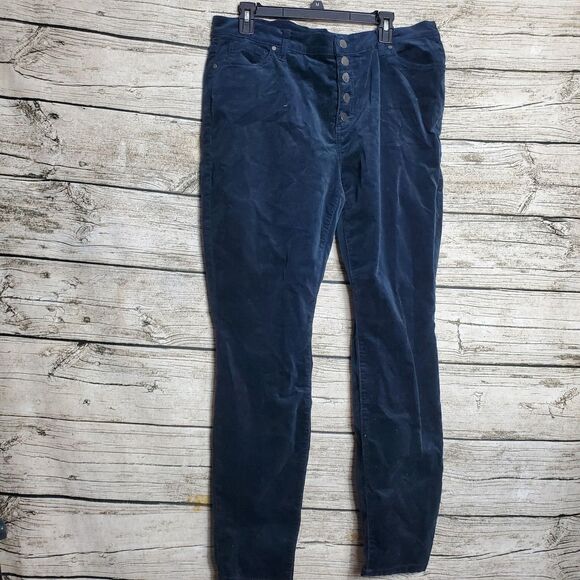 Cabi #4236 Button Fly Skinny Corduroy Pants Dark Sapphire Blue Size 16 - Picture 1 of 7
